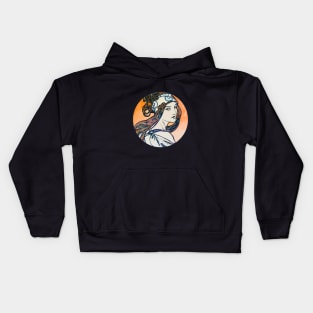 Art Nouveau Woman Looking Back Watercolor Style Kids Hoodie